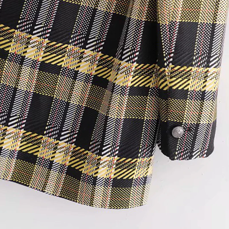 

Women Long Sleeve Chic Jacket Winter Autumn Blazer Feminino Fashion Lady OL Plaid Blazers Double Breasted Pockets Elegant Suits