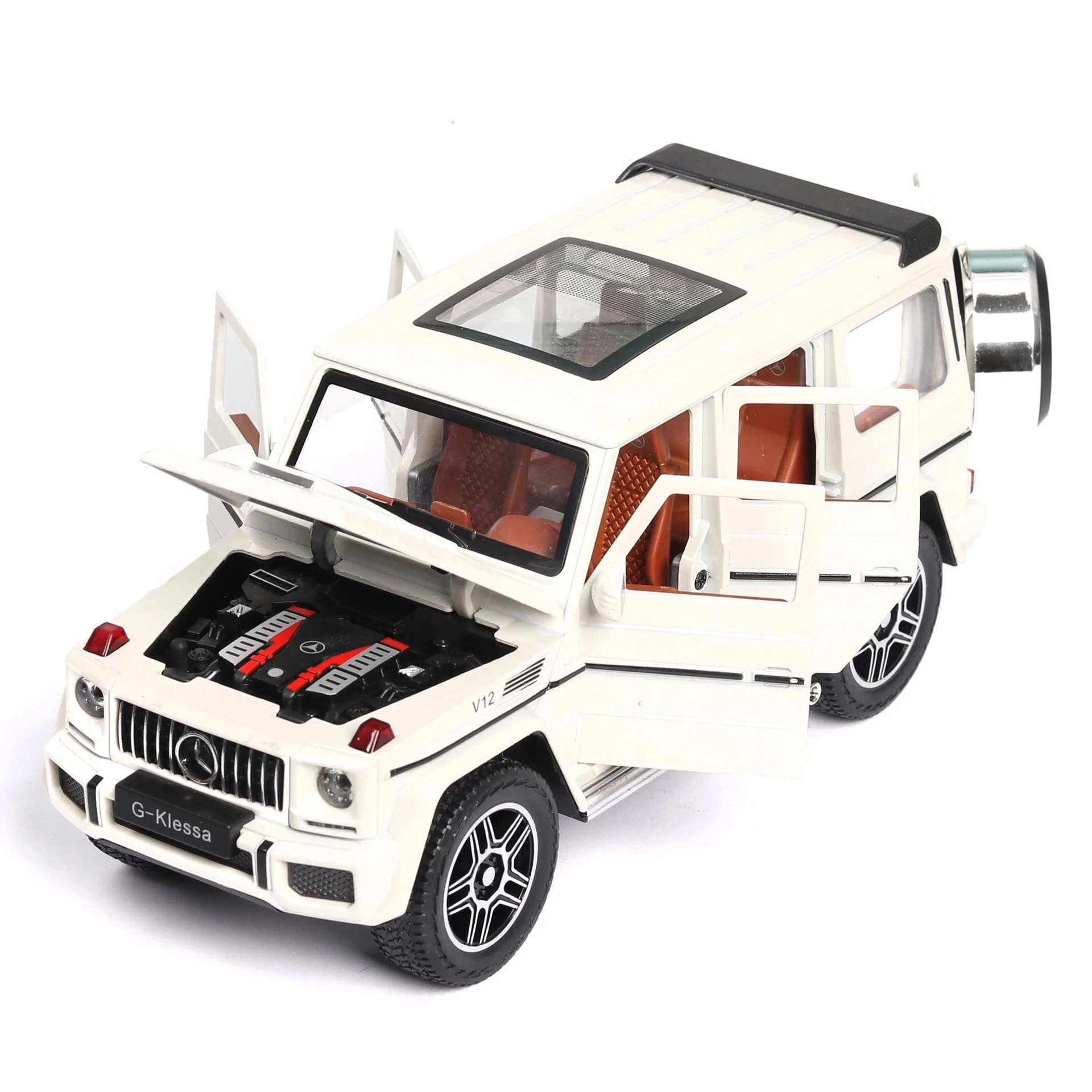 

1:24 Diecast Toy Car Model Metal Toy Vehicle Wheels G65 High Simulation Sound And Light Pull Back Car Collection Kids Toys Gift