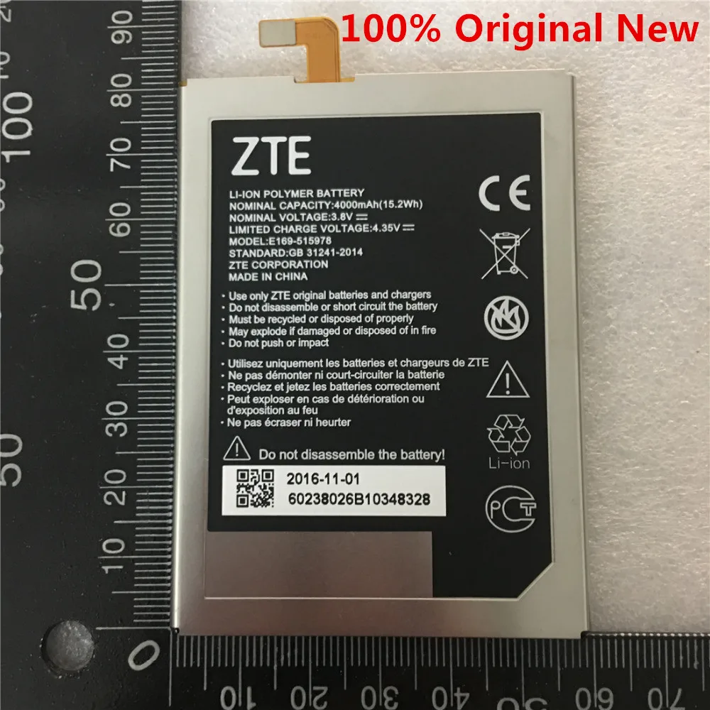 

Новинка, оригинальная Φ E169 515978 4000 мАч, аккумуляторная батарея для смартфона ZTE Blade X3 Q519T D2 A452