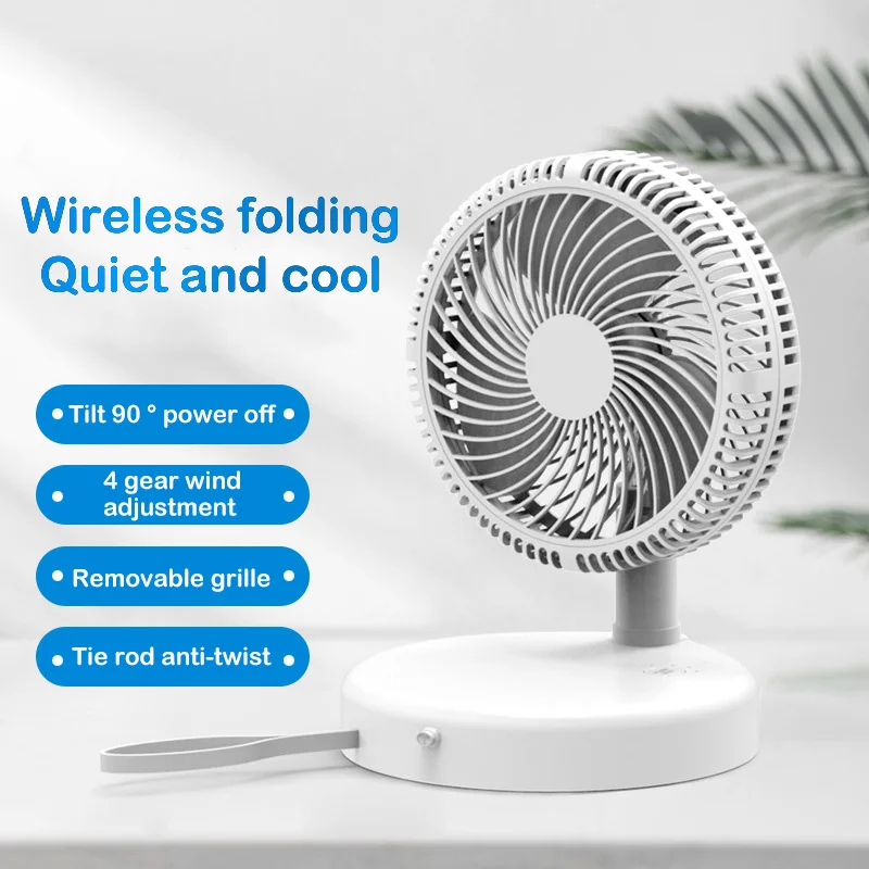 

New Portable Mini Folding Fan USB Charging Telescopic Desktop Floor Fan 180 Degree Rotation Fourth Gear Home Office Cooling Fan