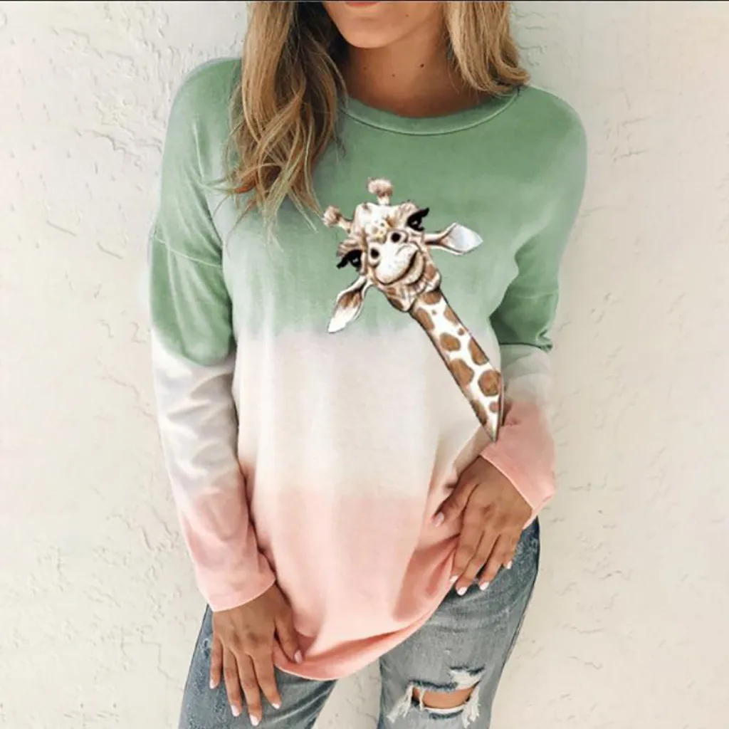 2020 женская футболка разноцветная Повседневная Толстовка с длинным рукавом и