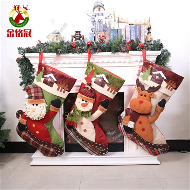 Рождественский чулок супер большой Носок сумки для конфет новогодние подарки