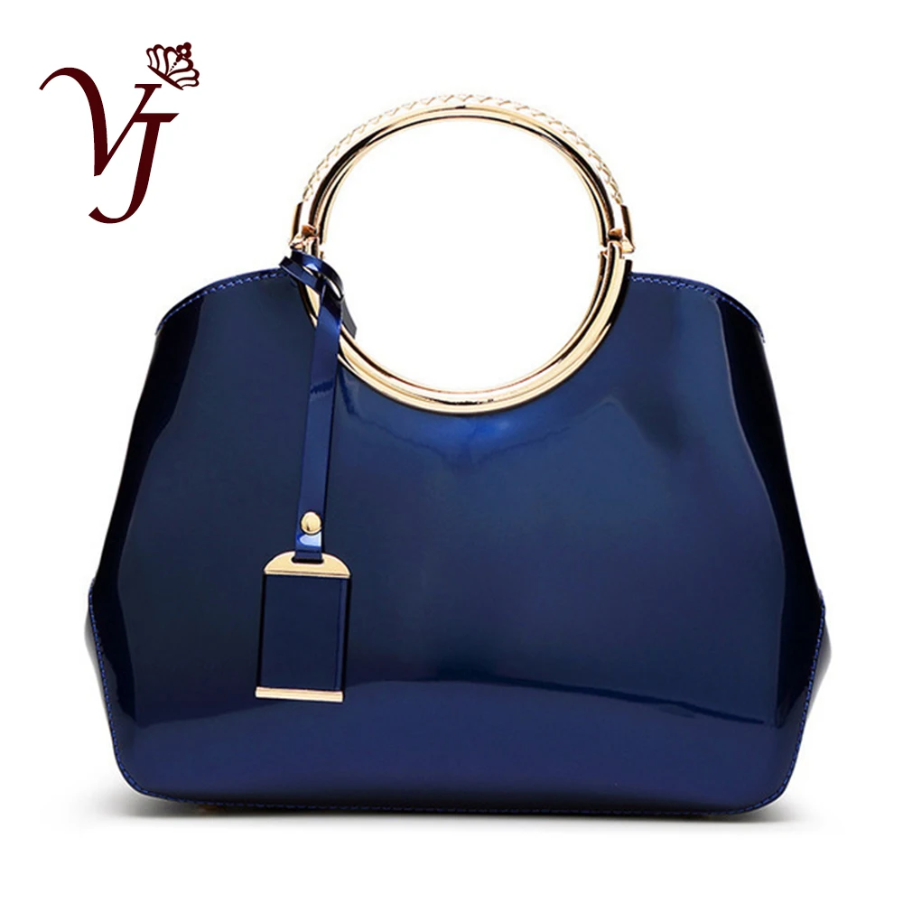 Высокого качества блестящие Лакированная кожа класса люкс Сумка-тоут Сумки из