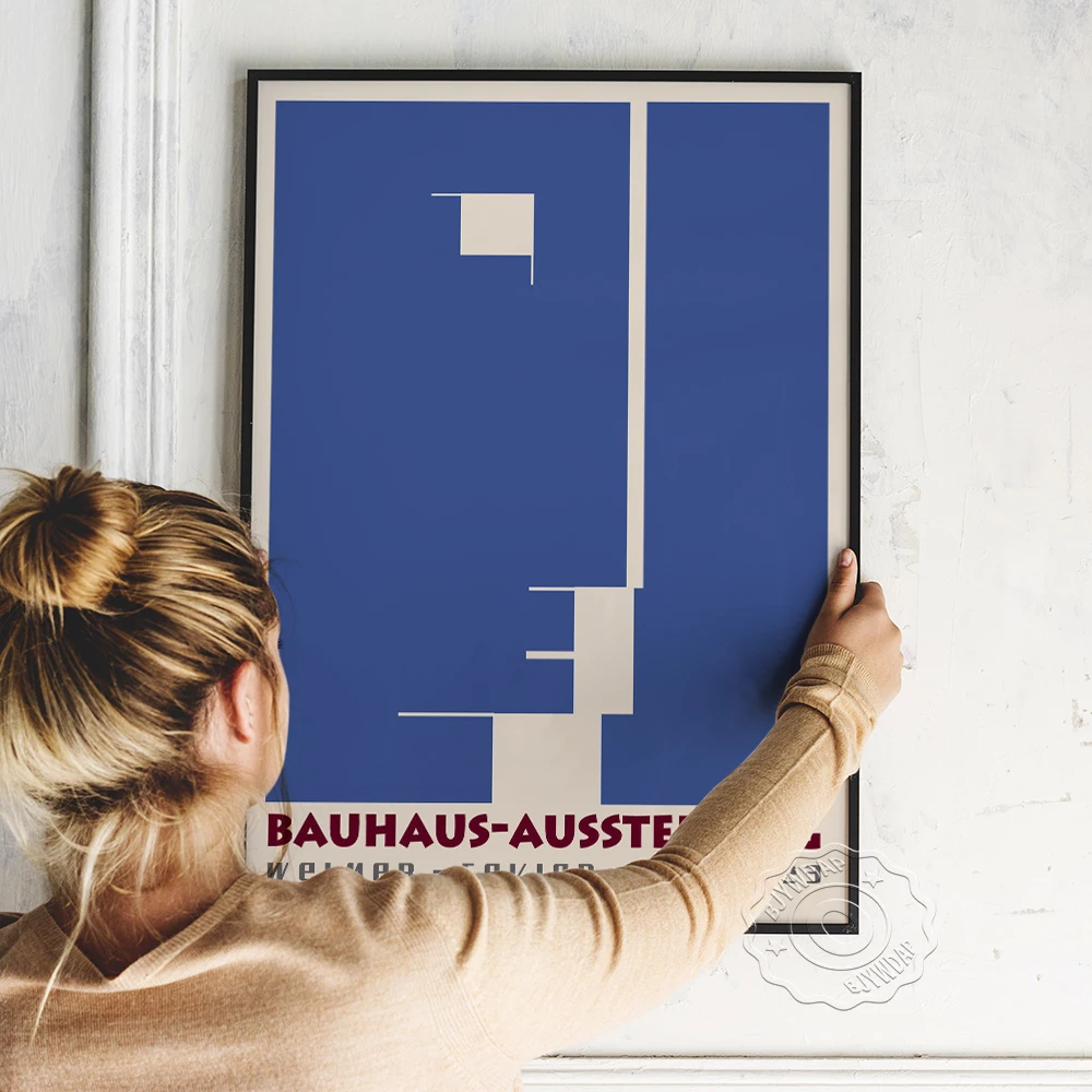 

1923 Bauhaus Poster, Abstract Expressionism Wall Picture, Nordic Style Blue Canvas Painting, Vintage Art Design Wall Home Decor