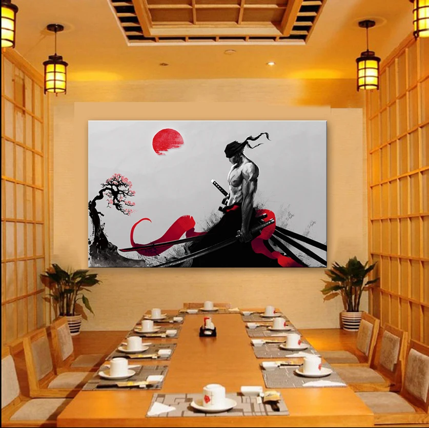 

Japanese classic cartoon Roronoa zoro Three knives Swordslon Nonolia Poster Canvas printing wall art