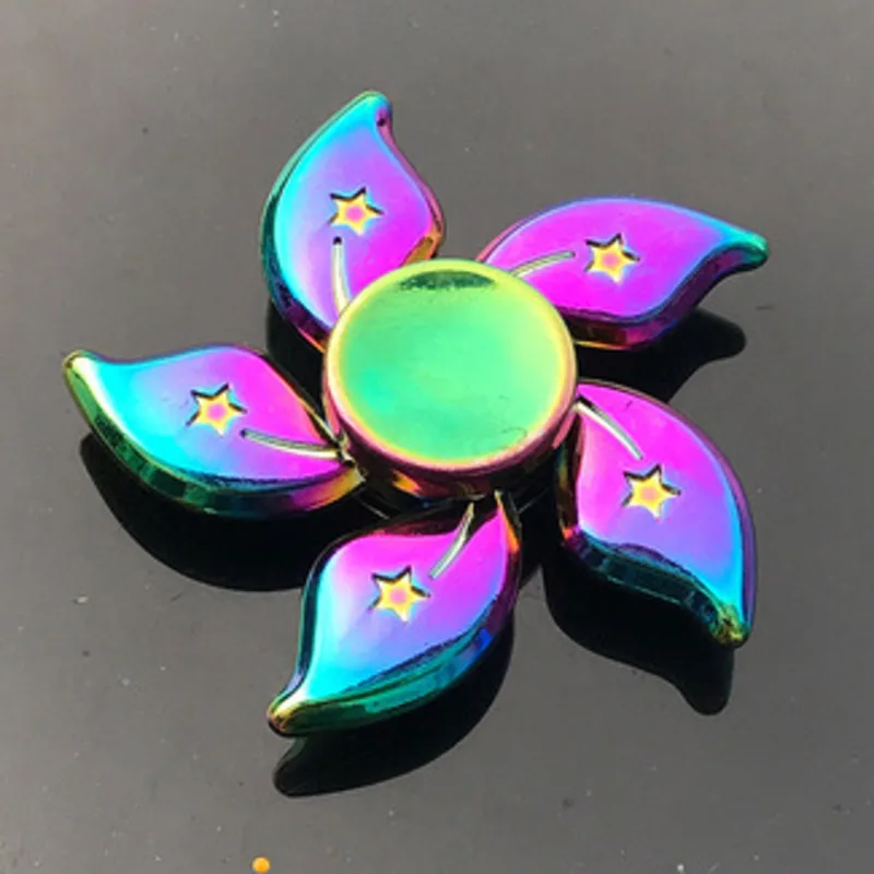 Ручной Спиннер с радужным покрытием металлический для пальцев в форме цветка