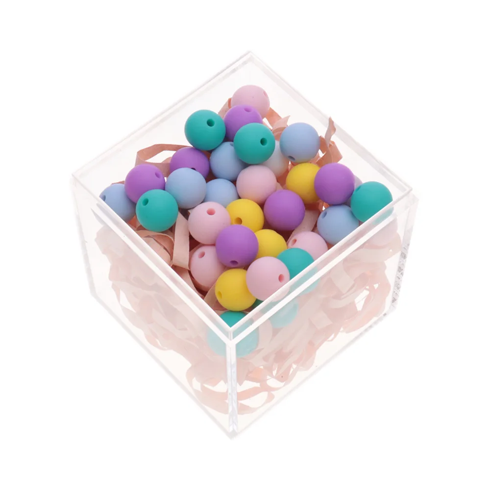 Fkisbox-Cuentas redondas de silicona para mordedor de beb&eacute;, accesorios de cadena de chupete sin BPA, regalo masticable para enfermera, 500 piezas, 12mm-3