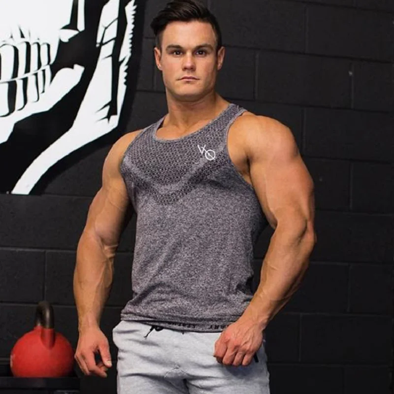 

Muscle Men's Sports Vest Running Training Stretch Slim Quick-drying Sleeveless Gym Tops Mens Summer Fitness Bodybuilding Tank