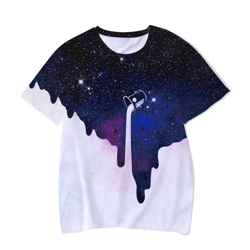 

2021 three-dimensional 3D swirl starry sky T-shirt men's fashion 3D T-shirt short-sleeved Harajuku hip-hop cute T-shirt