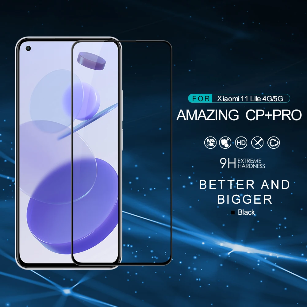 

NILLKIN для Xiaomi Mi 11 Lite 5G Защитное стекло для экрана Amazing CP + PRO с уровнем твердости 9H для Xiaomi Mi 11 Lite 4G Защитная пленка для экрана из закаленного стек...