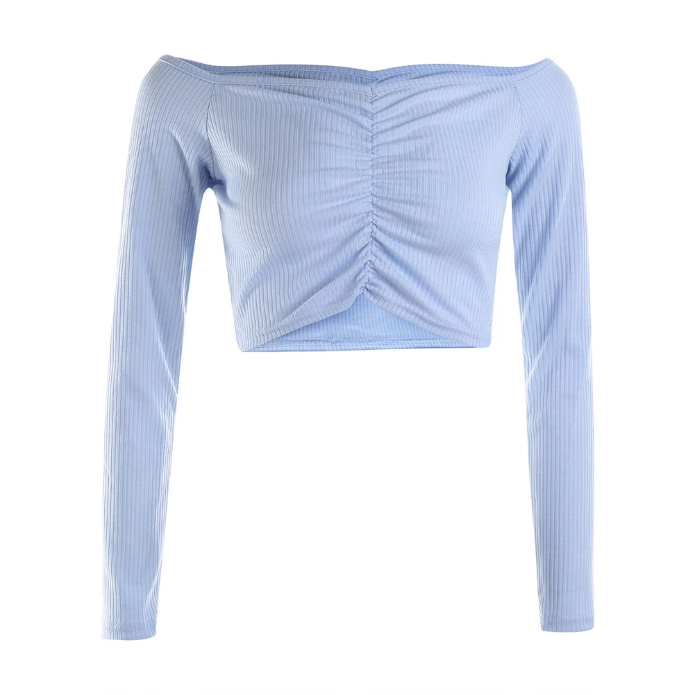 

Hot Sale Women y2k Crop Top Knitted Long Sleeve Crop Tops Pullover Tops Plus Size Women Clothing