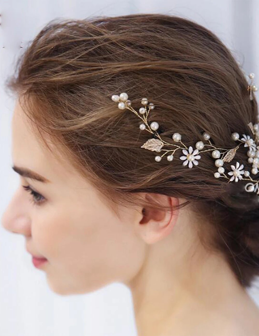 Винтажная Свадебная головная повязка с золотыми листьями и цветочным узором