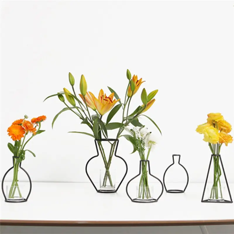 Оригинальная ваза из кованого железа абстрактная черная линия Минималистичная