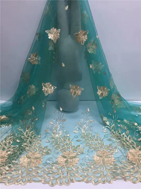 Новое поступление удобная африканская Тюлевая кружевная ткань блестки высокое