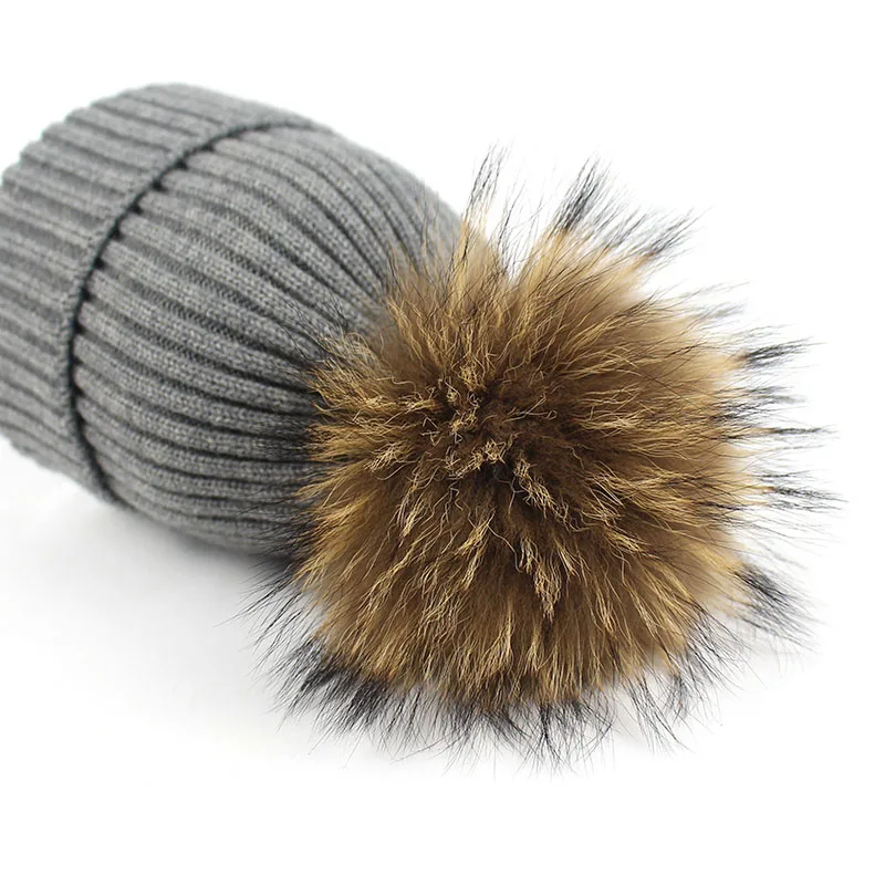 Minhui из натурального меха Шапки вязаные шапки Для женщин зимние шерстяные бини