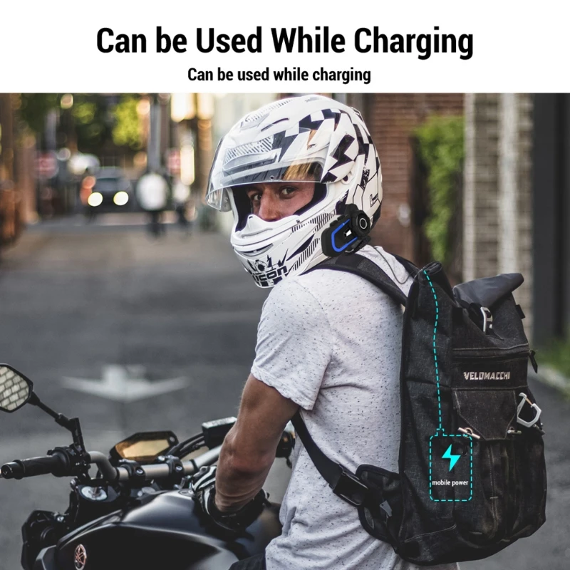 

Wireless Bluetooth-compatible 5.1 Earphone Headset Motorcycle Helmet Intercom Blue Gray Orange Wireless