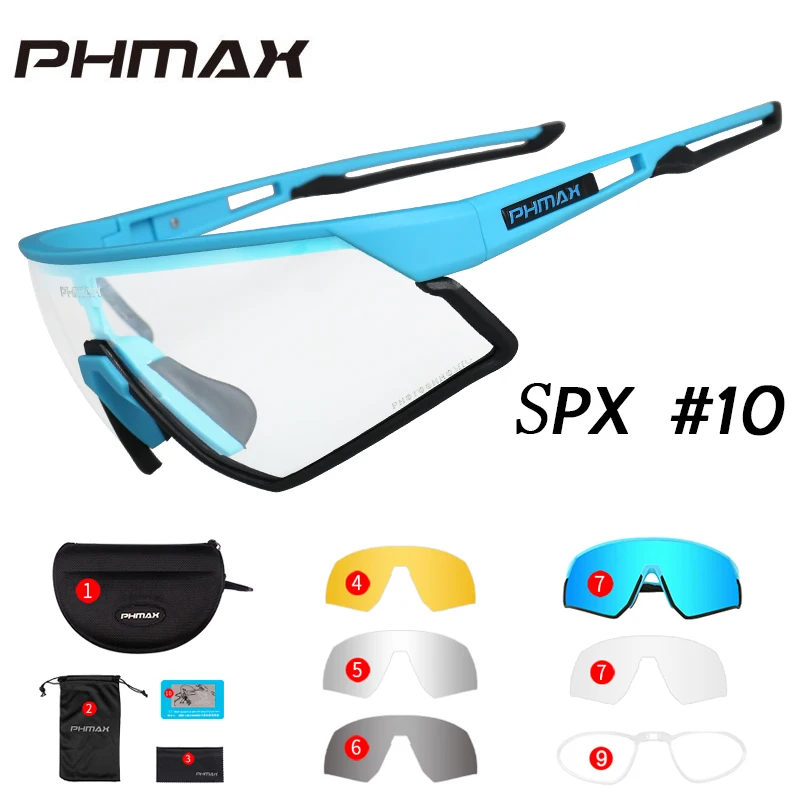 P-YJ-SPX10-5P PHMAX фотохромные велосипедные очки, велосипедные UV400 спортивные солнцезащитные очки, антибликовые легкие профессиональные велосипедные очки, очки для близорукости - Цвет: P-YJ-SPX10-5P