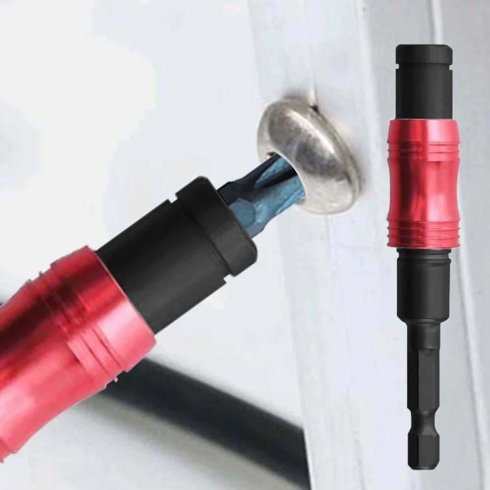 

1/4" Pivoting Magnetic Screw Drill Bit Tip Holder Screwdriver Woodworking Tool Quick Change Locking Guide Bit Extension Rod Part