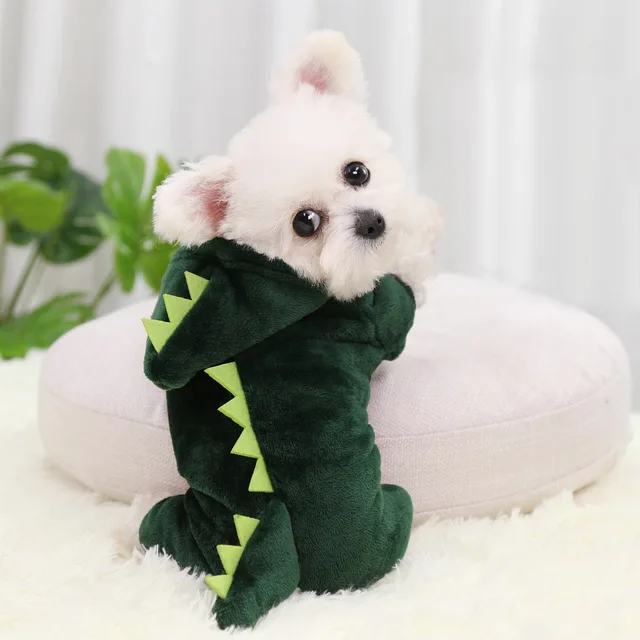 

Коралловая флисовая осенне-зимняя теплая одежда для собак с четырьмя ногами и динозаврами