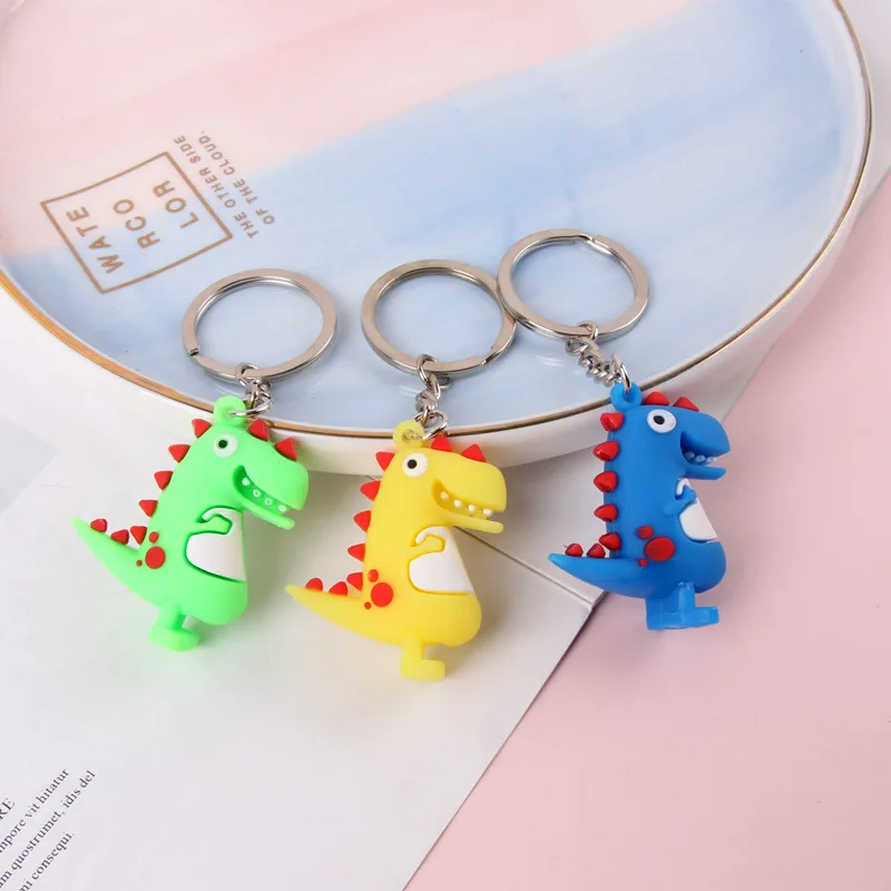 Брелок для ключей из ПВХ с мультяшными животными динозаврами подходит мужчин и