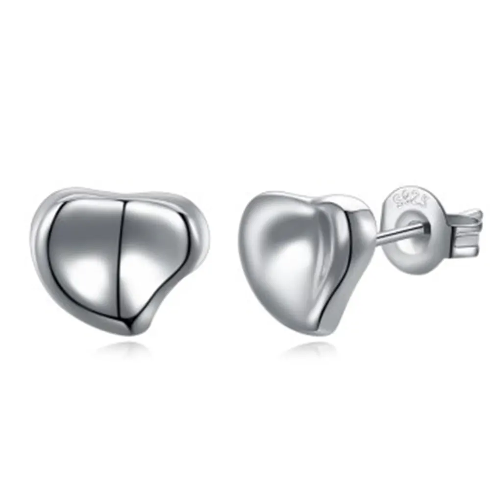 

ZEMIOR Women Earrings Genuine 925 Sterling Silver Minimalist Cute Heart Small Stud Earring Romantic Anniversary Fine Jewelry