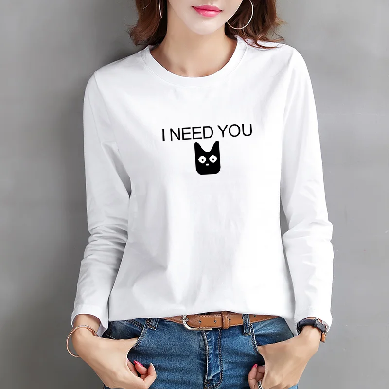 2019 новая женская одежда I NEED YOU модные футболки размера плюс с принтом круглый