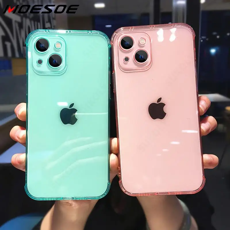 

Clear Anti-Knock Phone Shell Soft TPU Back Cover for iPhone 13 12 Mini 11 Pro Max XS XR 6S 7 8 Plus Transparent Shockproof Case