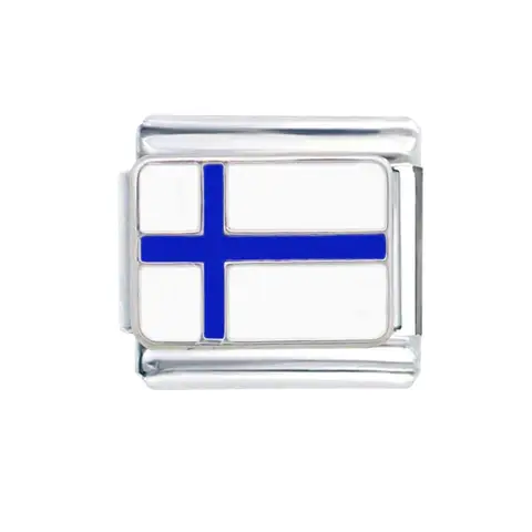 Оптовая продажа, классические ювелирные изделия, диаметр 9 мм, флаг страны Финляндии, итальянский шарм, звеньевой браслет, подходит для бренда Zoppini