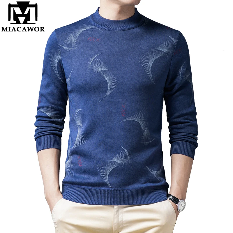 

Мужской флисовый свитер MIACAWOR, повседневные винтажные хлопковые пуловеры с круглым вырезом, модные теплые свитера с принтом для осени и зимы...