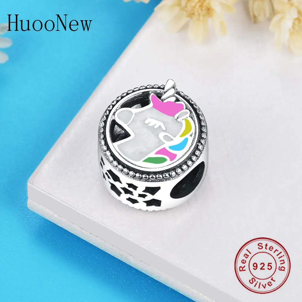 2019 Summer Color Enamel Unicorn Pony Bead Fit Original Charms Bracelet Pulsera 925 Sterling Silver Jewelry Gift Bangles | Украшения и