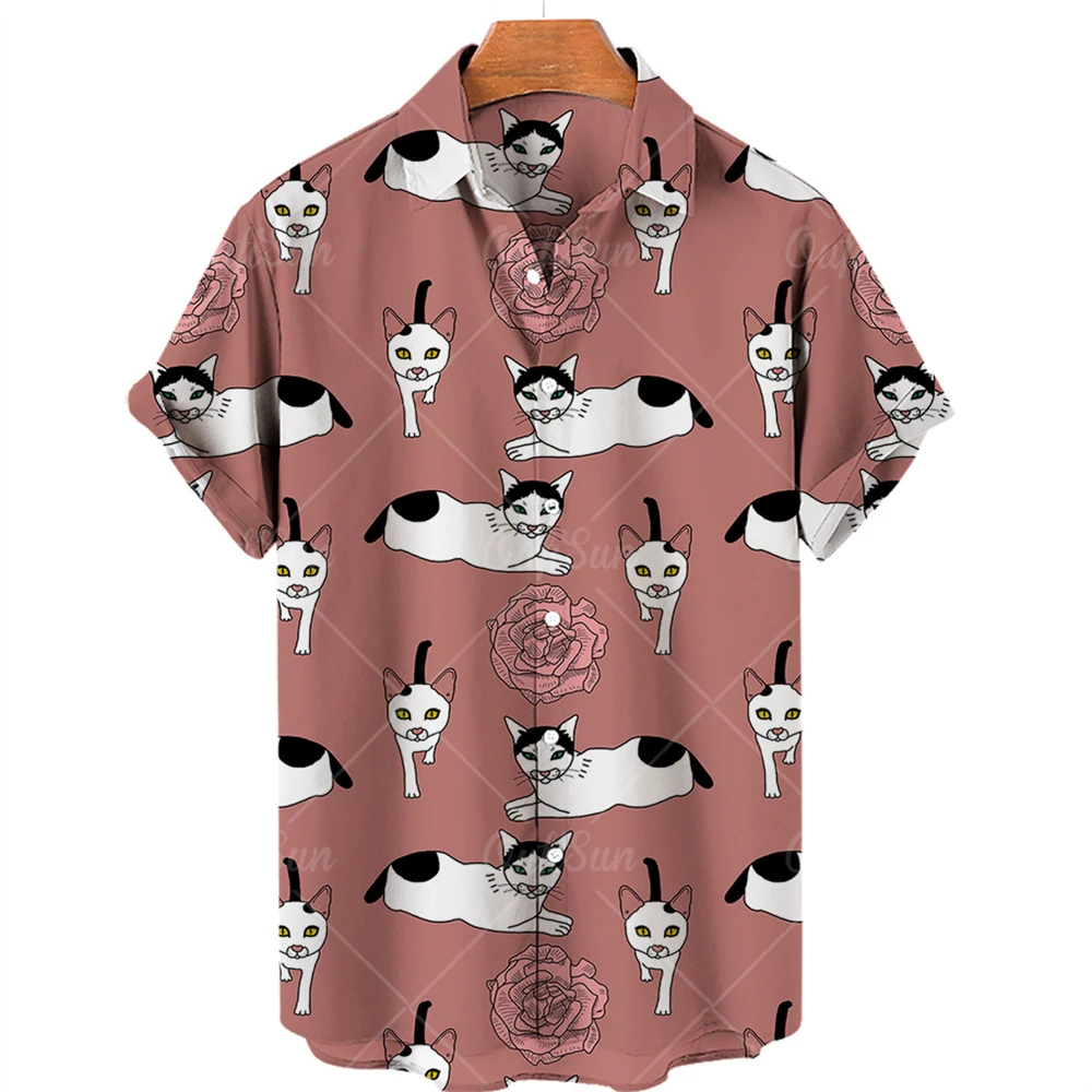 

2022 Men's Hawaiian Shirt Men's Short Sleeve Animal Print Shirt Men's Casual Style Shirt Fashion Summer Beach Top