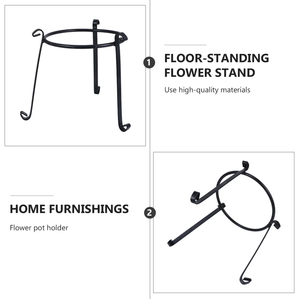 

Flowerpot Holder Metal Gazing Stand Outdoor Garden Gazing Globes (Black)