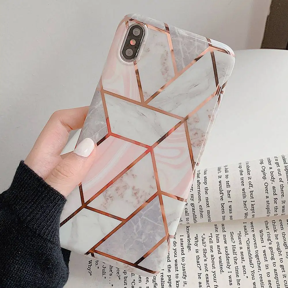 Floveme чехлы для телефонов с геометрическим мрамором iPhone XR XS Max 6 6S 7 8 Plus X мягкий