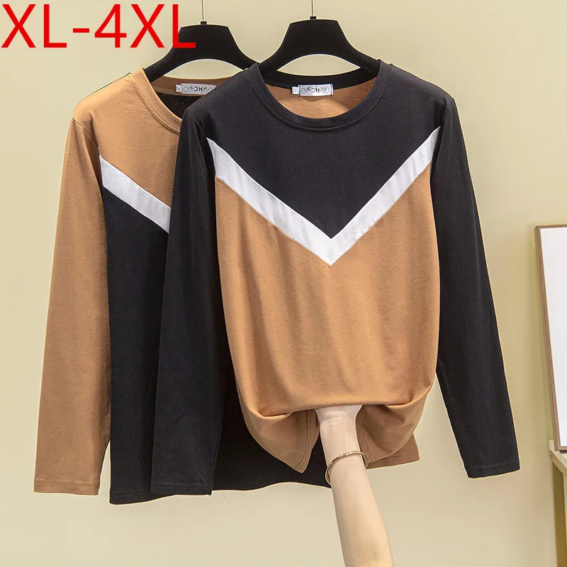 

Женская футболка с длинным рукавом и круглым вырезом, размеры XL, 2XL, 3XL, 4XL