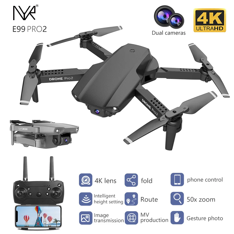 NYR-Mini Dron con c&aacute;mara Dual, cuadric&oacute;ptero plegable con WIFI, FPV, 4K, 1080P, 720P, para fotograf&iacute;a a&eacute;rea, modelo E99 Pro2-0