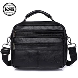 black 18108 Мужская сумка-мессенджер из натуральной кожи, роскошная сумка, поясные сумки, сумки на плечо для мужчин, модные мужские кожаные сумки KSK - Цвет: black 18108