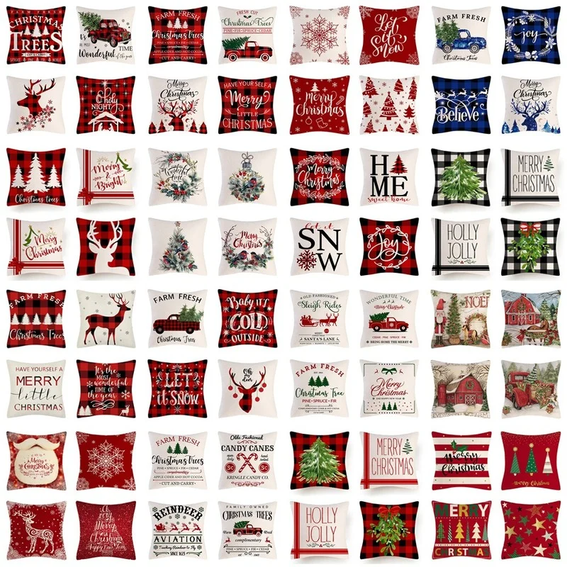 

2021 New Christmas Red Linen Pillowcase, Holiday Home Decoration Pillowcase, Sofa Cushion (pillow Core Not Included)