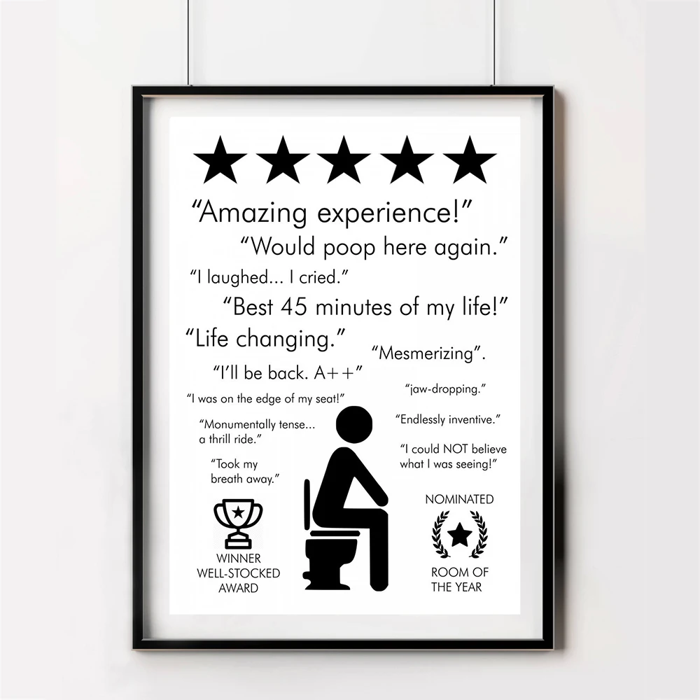 Черно-белый плакат с принтом цитаты в ванную комнату Потрясающие впечатления