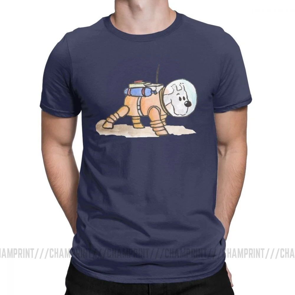 Tintin снежные Приключения Тинтина, футболка для мужчин, чистый хлопок, новинка, футболки, круглый вырез, футболки, короткий рукав, одежда, вечерние - Цвет: Тёмно-синий