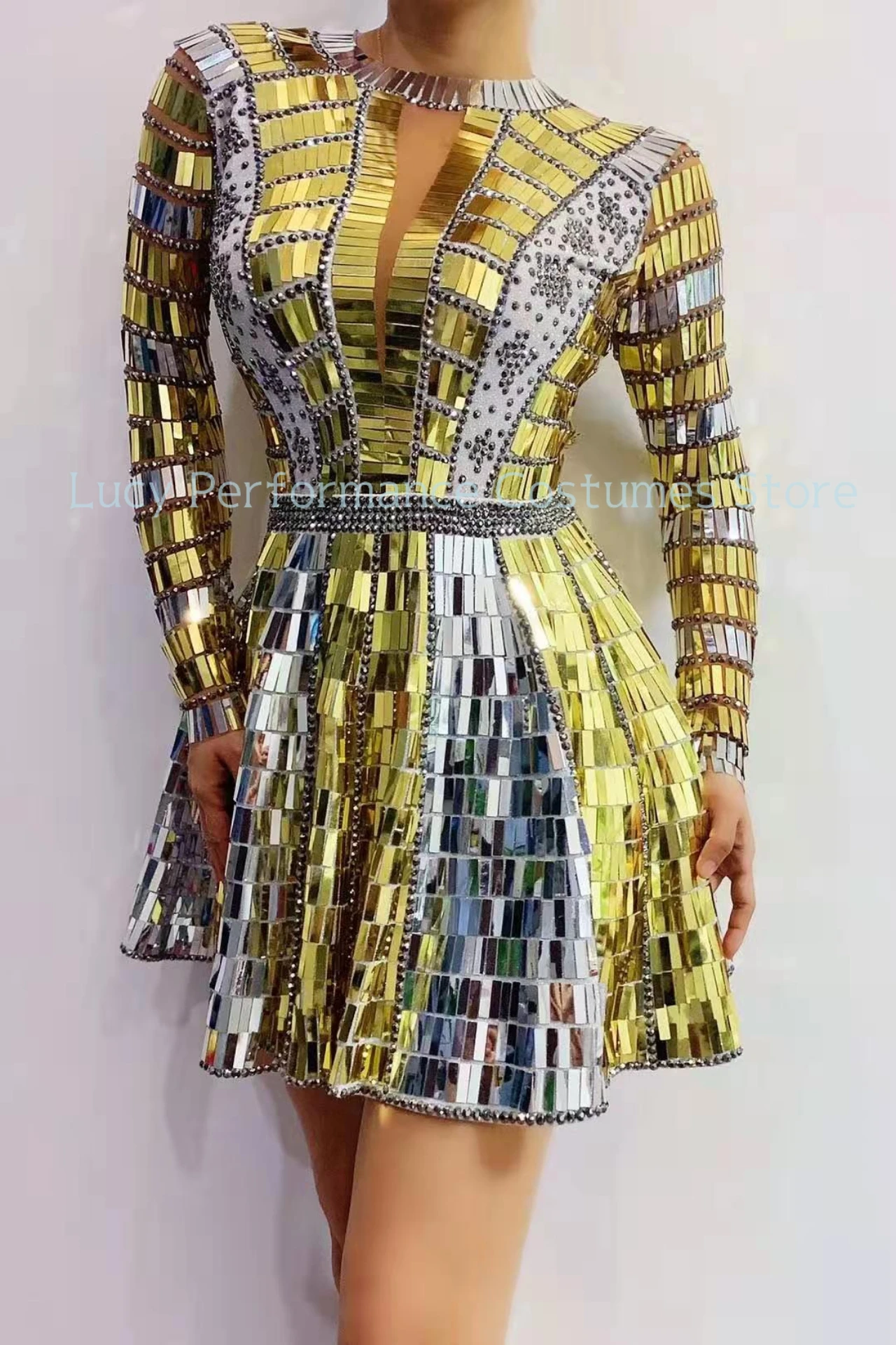 

Summer tassel GOLD SEQUIN skirt mechanical style bar short mini skirt sexy party swing skirt