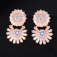 larrauri brand charms full cubic zirconia cz flower earrings luxury engagement wedding party nightclub statment stud earrings