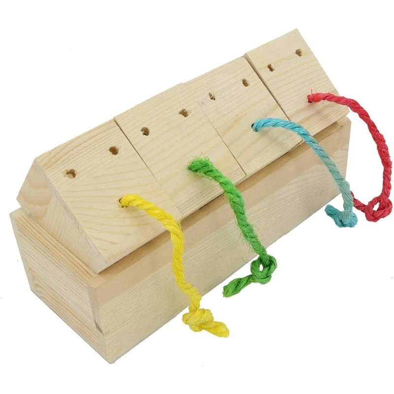 

Wooden Bird Foraging Feeder Toys, Intelligence Toys for Medium and Large Parrots Sun Conures, Caique, Cockatoo, Macaws