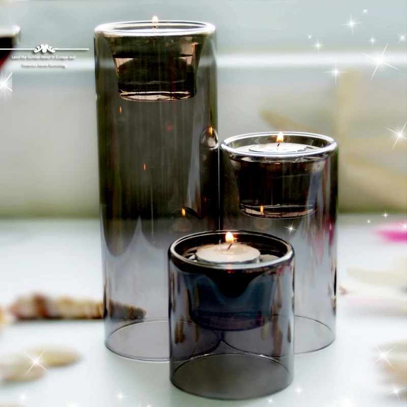 

Nordic Vintage Candle Holder Black Transparent Candle Holder Glass Set Modern Suporte Celular Mesa Wedding Decorations