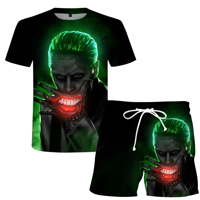 

Summer Men's Short-sleeved Five-point Pants European American Large Size Fashion Street Handsome 3d Printing Casual Suit S-6xl