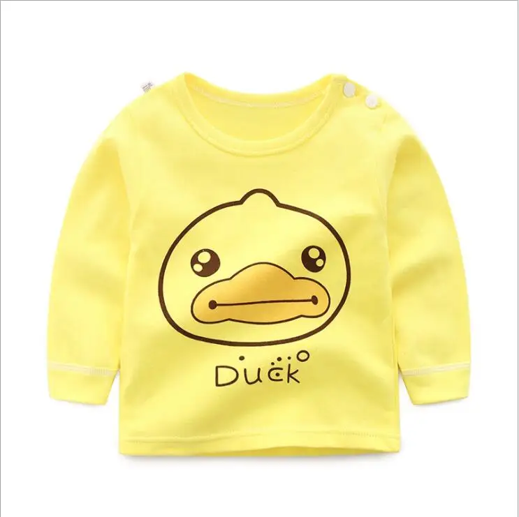 Duck Luna Blanco/Хлопковые футболки с длинными рукавами для маленьких девочек camisas bebes ninas, одежда для маленьких девочек рубашки для дня рождения с круглым вырезом, модный топ - Цвет: Duck