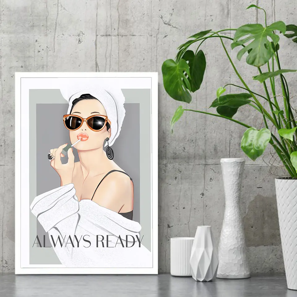 

Fashion Women Poster Always Ready Canvas Painting Quote Minimalist Art Print Nordic Modern Wall Picture For Bedroom Home Decor