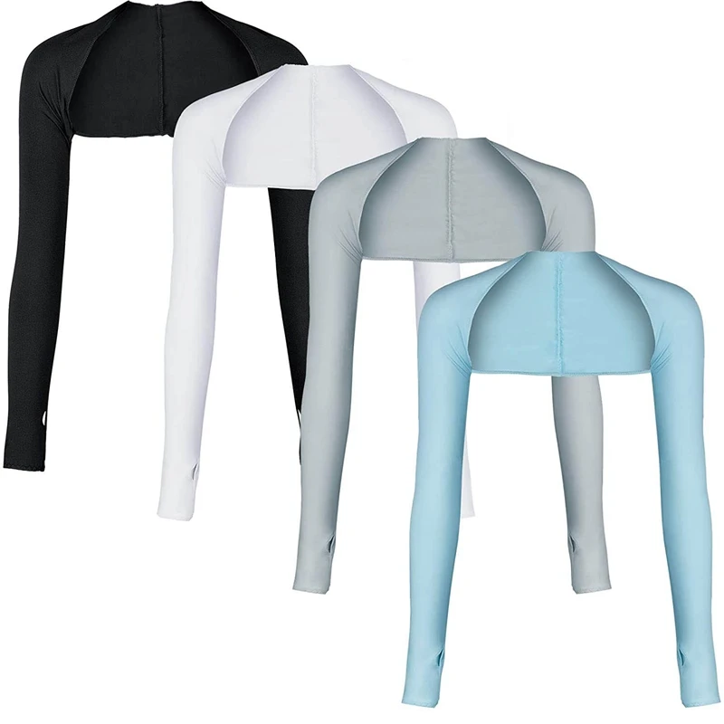 

4 Pcs Summer Ladies Cooling Shawl Arm Sleeves Sun UV Protection with Finger Hole for Golf,Driving,Riding,Fishing