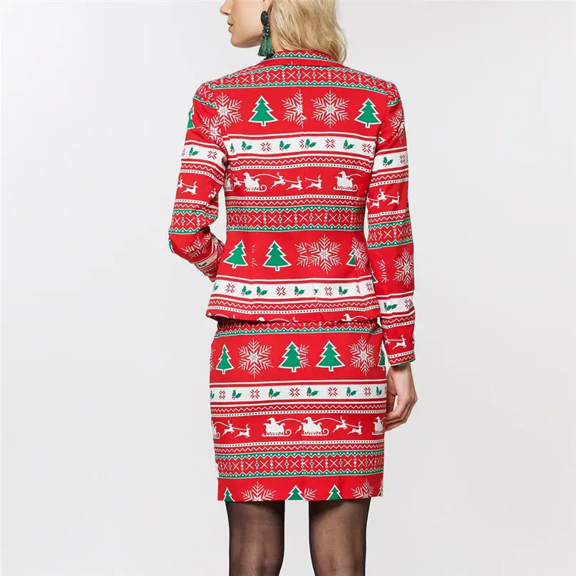 2 шт. Рождественский женский осенний и зимний комплект модный костюм с длинным