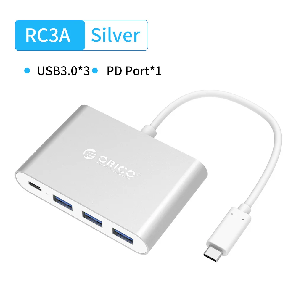 ORICO USB C концентратор type C для мульти USB 3,0 TF/SD разветвитель PD зарядный адаптер док-станция для MacBook Pro аксессуары samsung Galaxy S9 - Цвет: RC3A Sliver