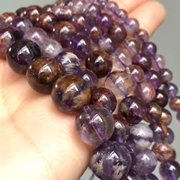 natural purple ghost quartz crystal stone beads round loose spacer beads for jewelry making beads 6 8 10 12mm 7 5 diy bracelet